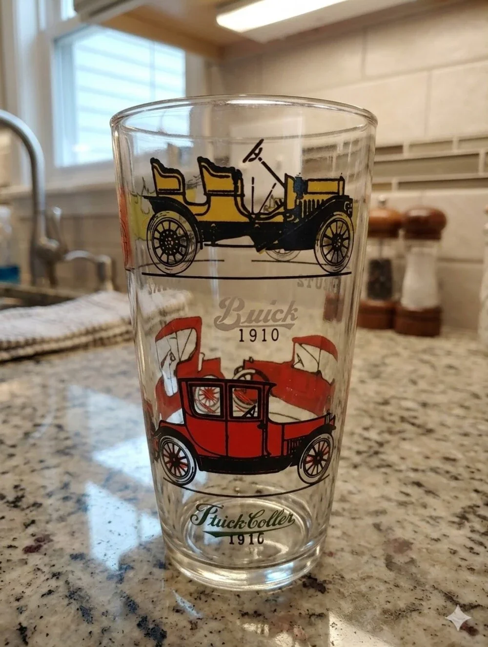 Vintage Antique Cars Tumbler Drinking Glass - Buick, Stutz, Ford, Studebaker